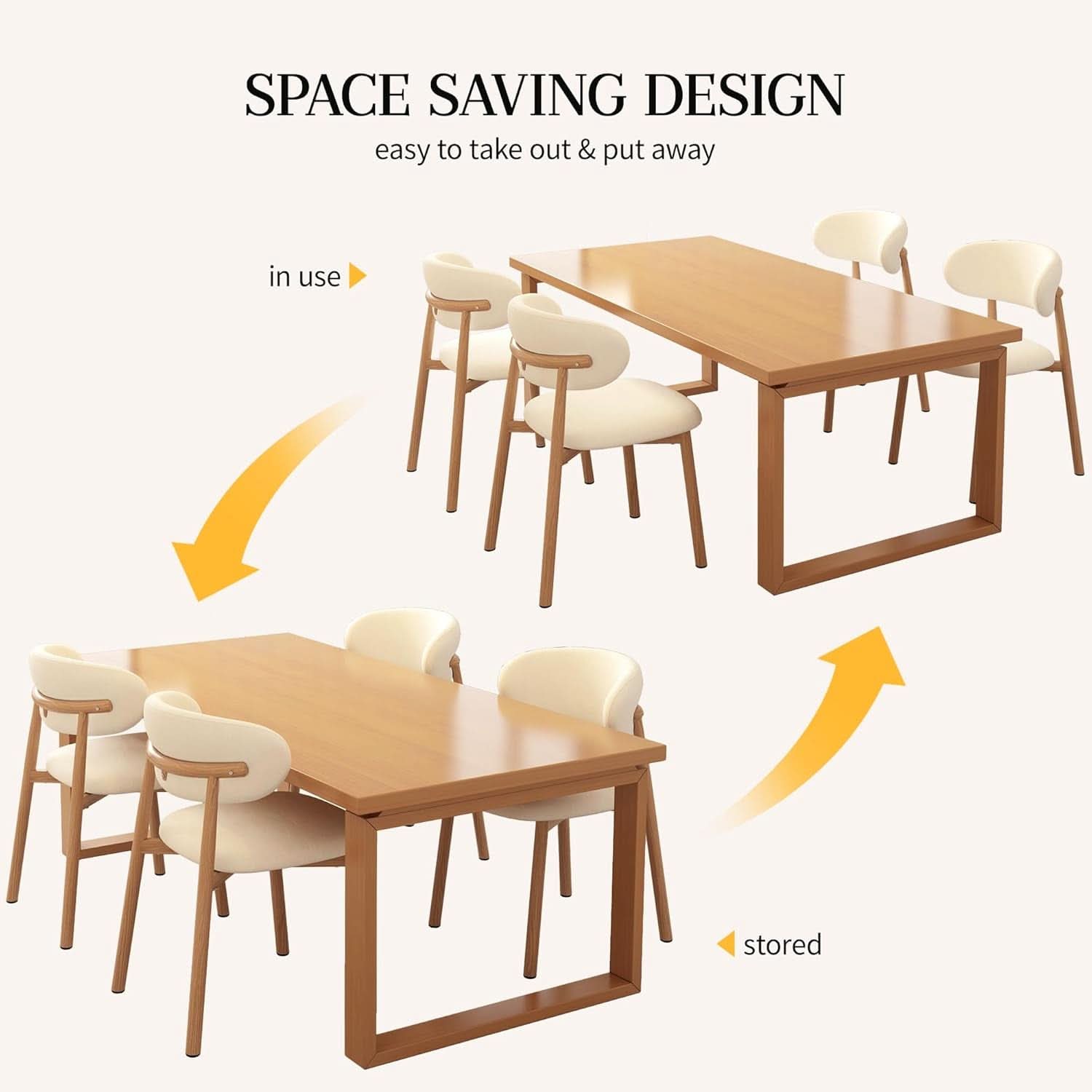Beige Linen Upholstered Dining Room Chairs Metal Legs-4