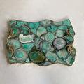 Large Green Agate Serving Tray With Brass Handles/Personalised Momentos/Sign Boards 10"x15"-0