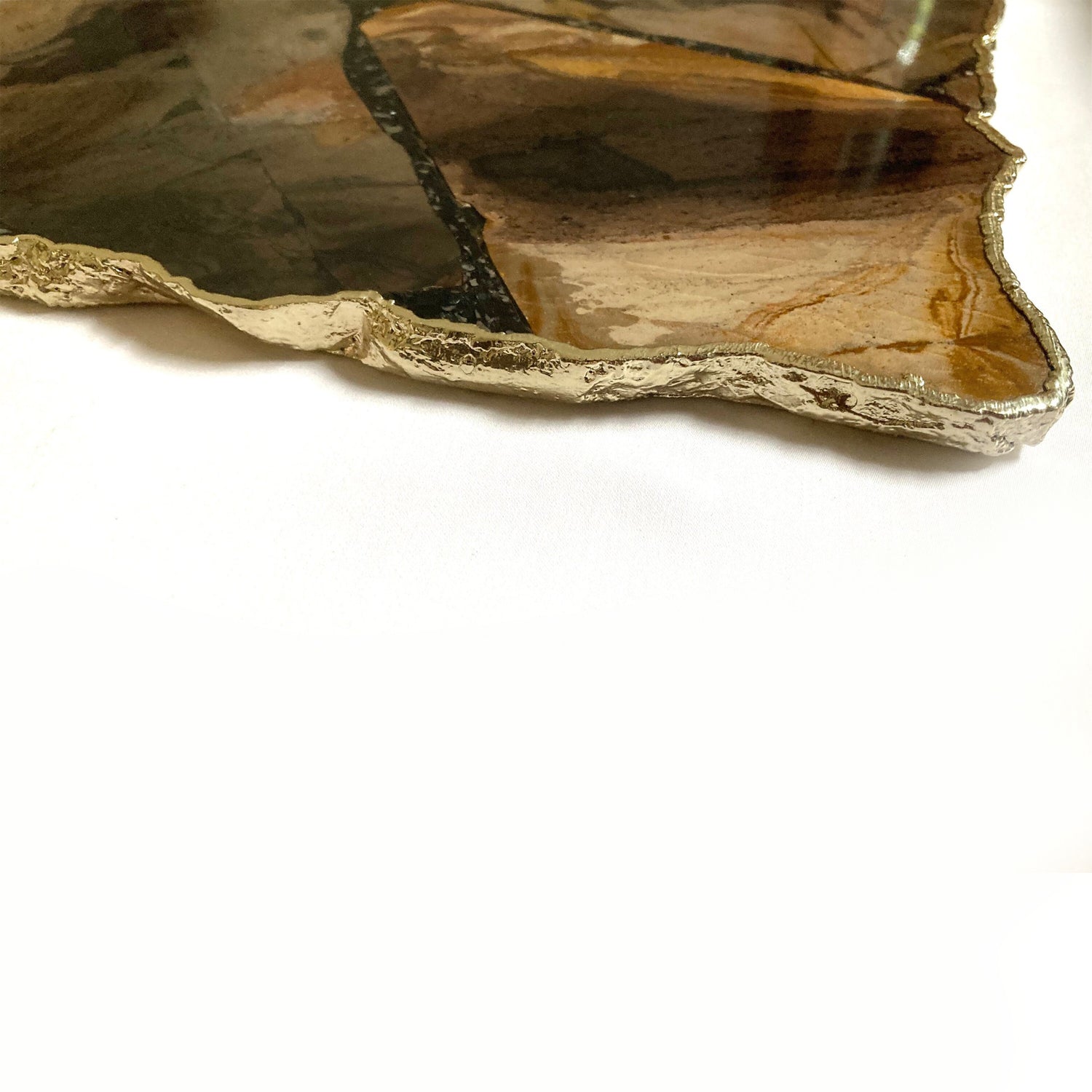 Large Brown Agate Serving Tray With Brass Handles/Personalised Momentos/Sign Boards 10"x15"-1