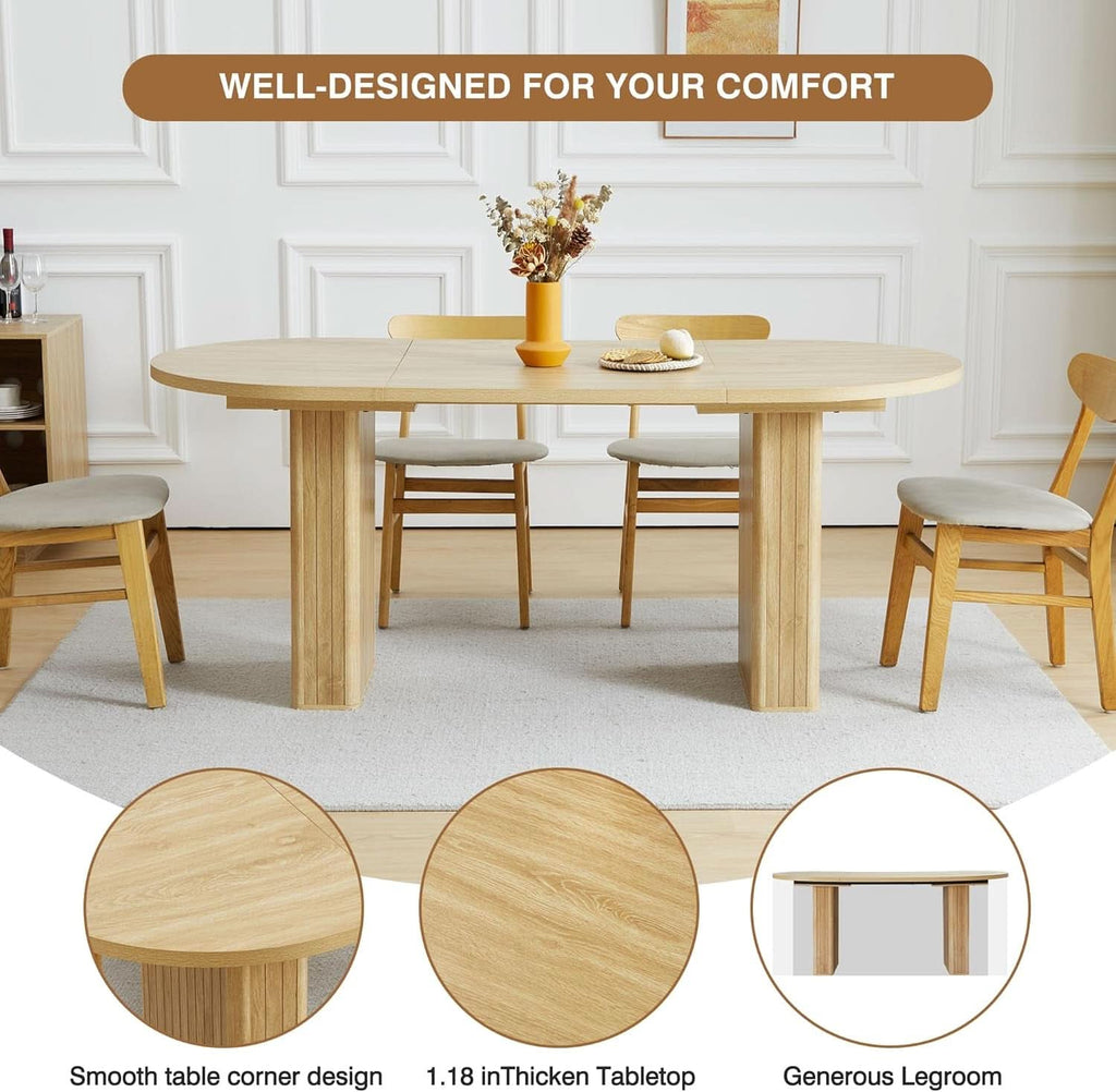 70.8 Inch Natural Dining Table For Kitchen And Dining Room-3