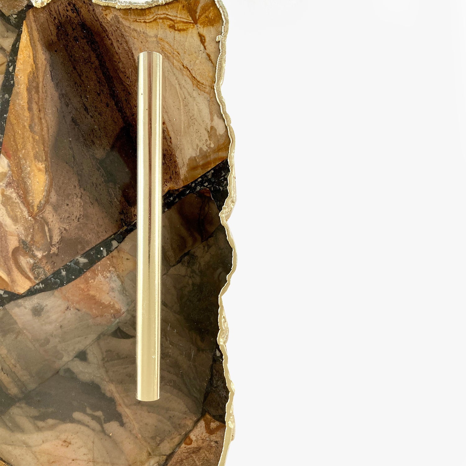 Large Brown Agate Serving Tray With Brass Handles/Personalised Momentos/Sign Boards 10"x15"-2