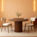 47 Inch Walnut Round Dining Table Farmhouse Kitchen-0