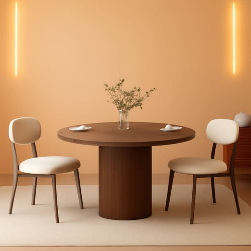 47 Inch Walnut Round Dining Table Farmhouse Kitchen-0