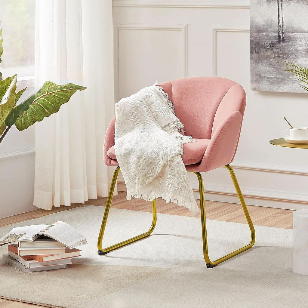 Pink Velvet Flower Armchair With Gold Legs Living Room-4