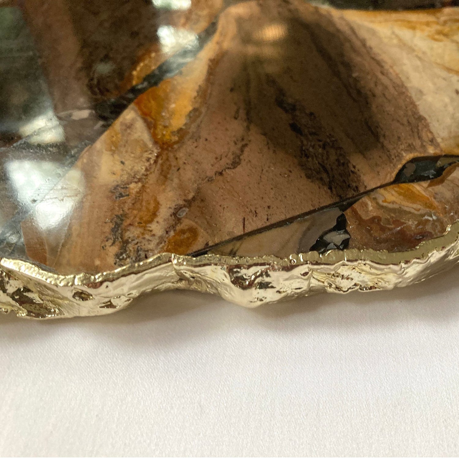 Large Brown Agate Serving Tray With Brass Handles/Personalised Momentos/Sign Boards 10"x15"-3