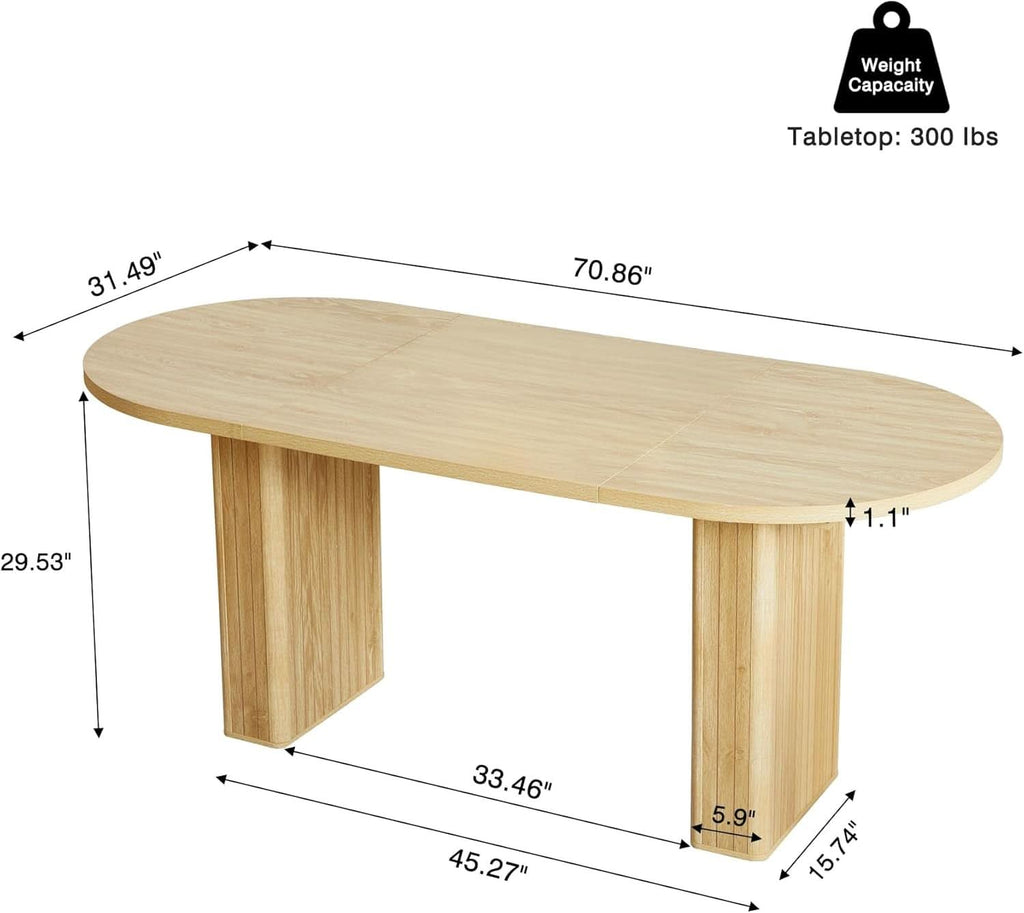 70.8 Inch Natural Dining Table For Kitchen And Dining Room-1