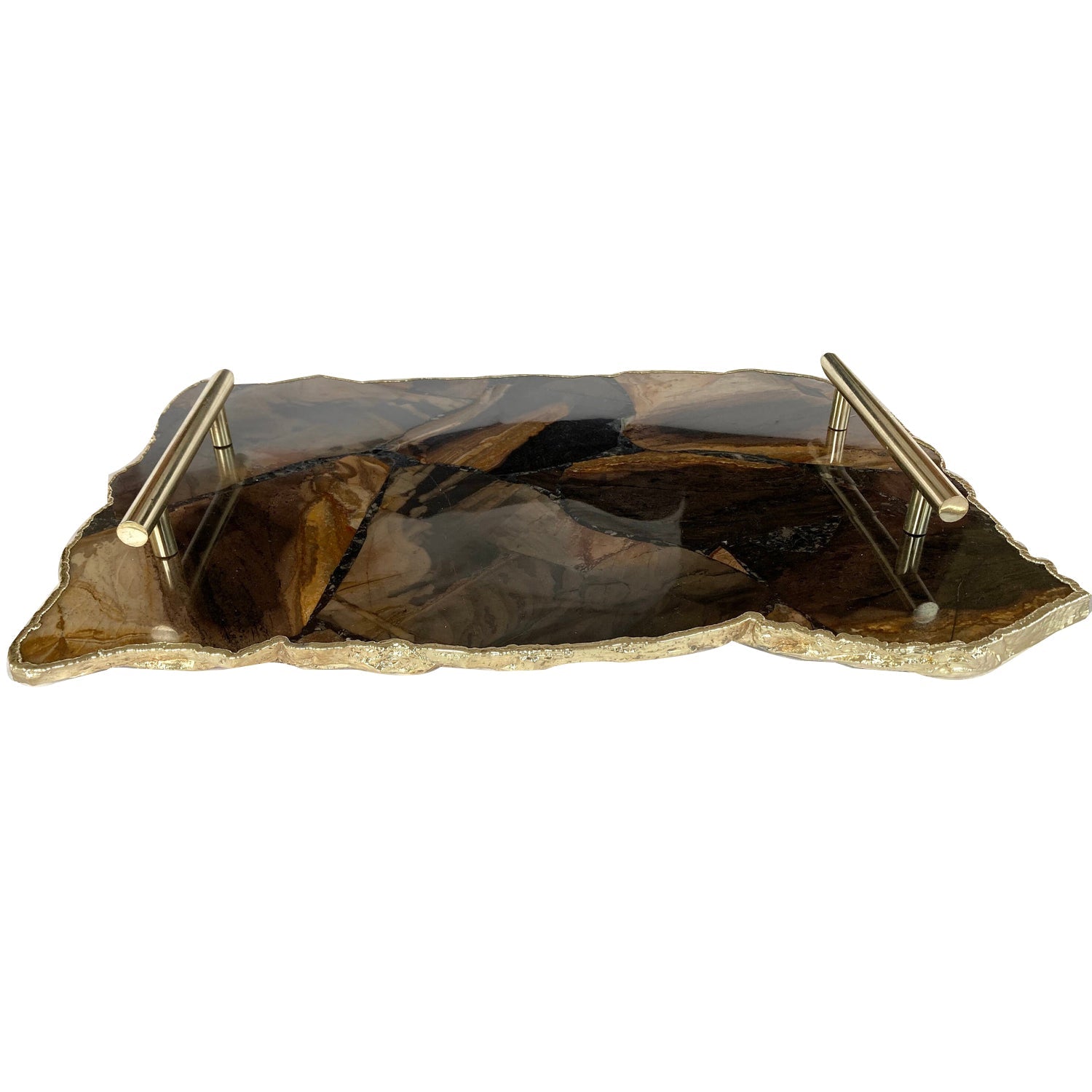 Large Brown Agate Serving Tray With Brass Handles/Personalised Momentos/Sign Boards 10"x15"-4