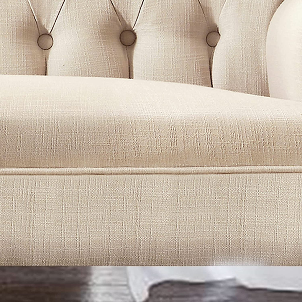 Warm Beige Tufted Loveseat Sofa Modern Living Room-3