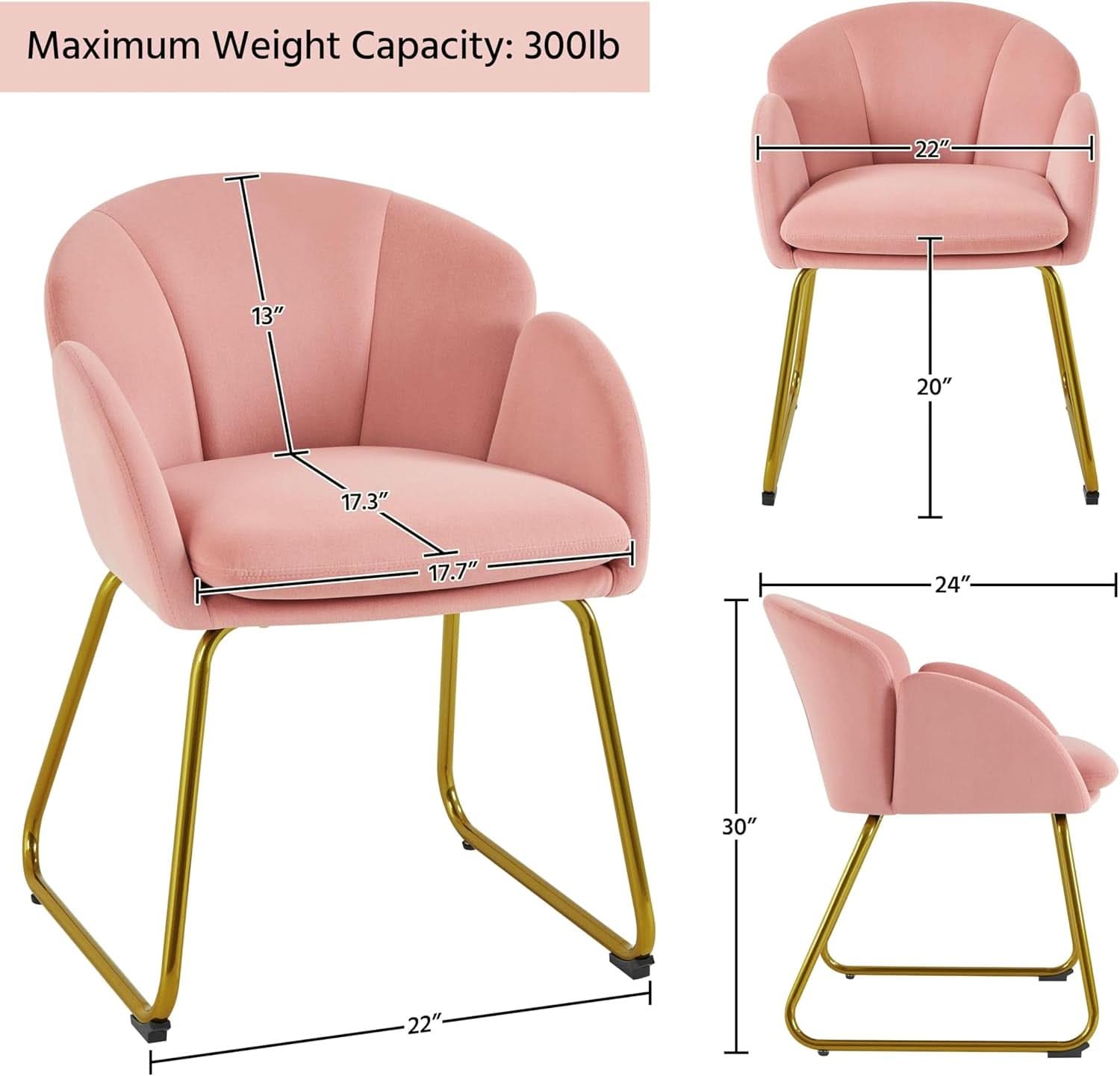 Pink Velvet Flower Armchair With Gold Legs Living Room-2