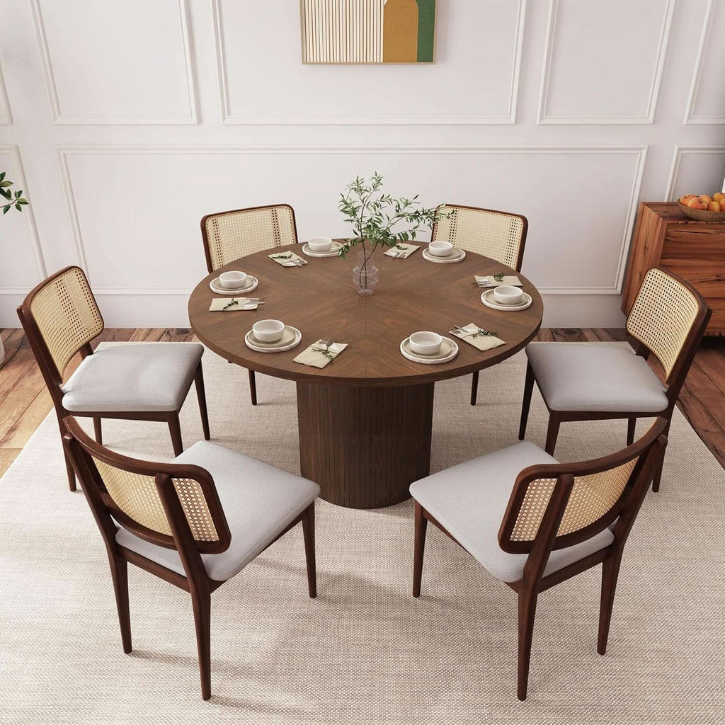 47 Inch Walnut Round Dining Table Farmhouse Kitchen-2