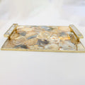 Brown Plated Agate Serving Tray With Clear Quartz Handles/Personalised Momentos/Sign Boards-0