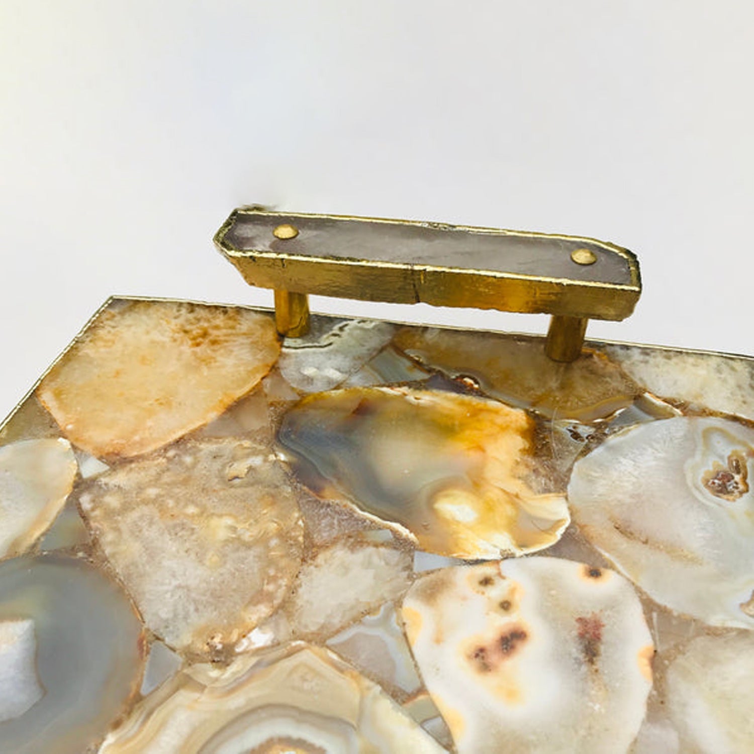 Brown Plated Agate Serving Tray With Clear Quartz Handles/Personalised Momentos/Sign Boards-4