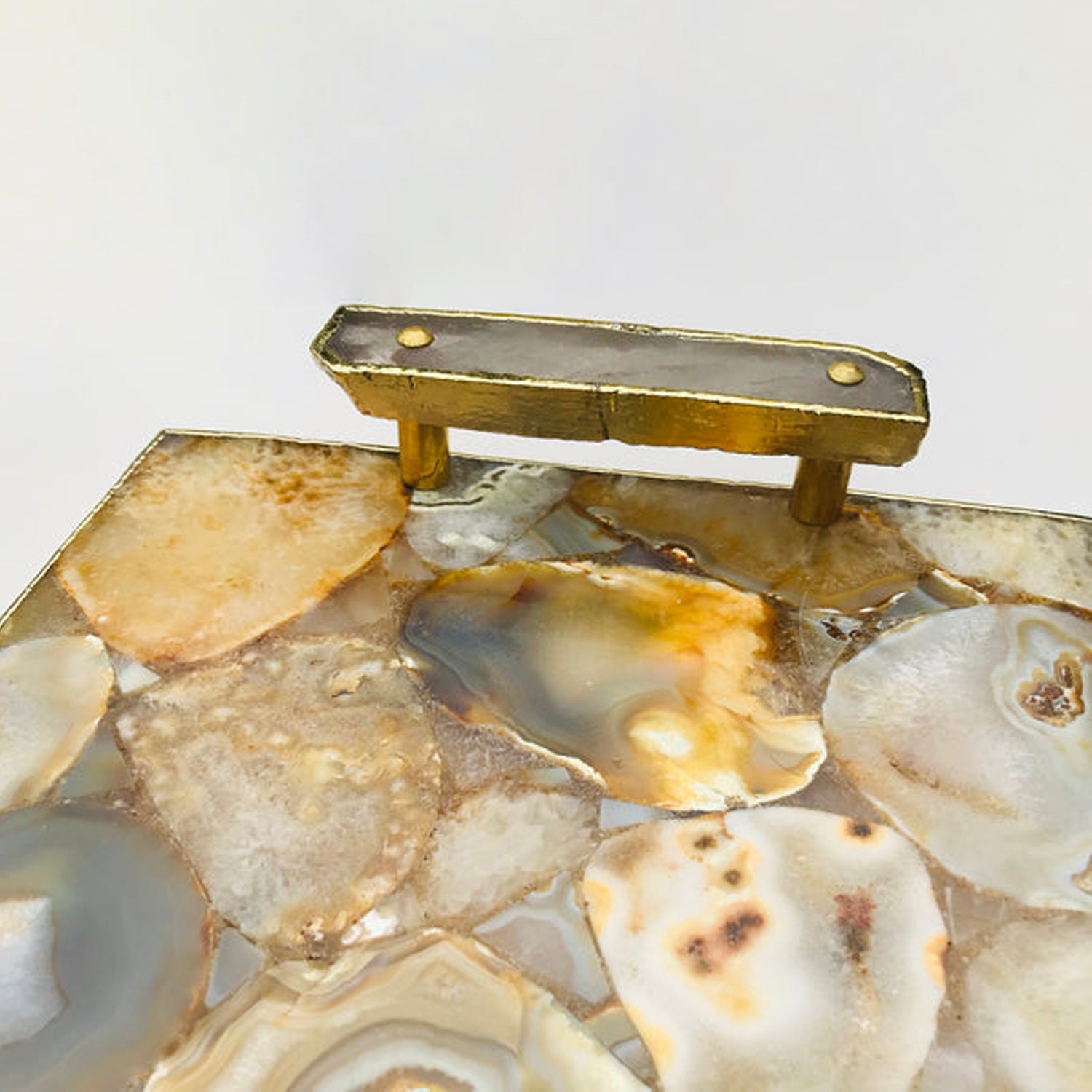 Brown Plated Agate Serving Tray With Clear Quartz Handles/Personalised Momentos/Sign Boards-2