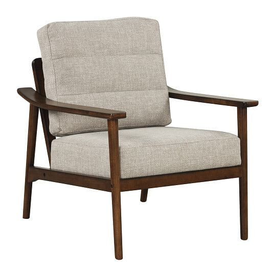 Modern Accent Chair with Rubber Wood Armrests and Legs for Living Room-Brown-1