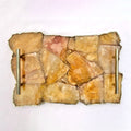 Large Golden Brown Agate Serving Tray With Brass Handles/Personalised Momentos/Sign Boards 10"x15"-0