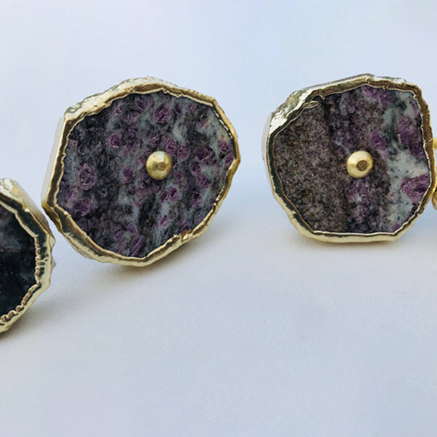 Set of 6 Lepidolite Gemstone/Agate Classic Vintage Finish Cabinet Drawer Pull Wardrobe Dresser Interior Decorative Handle-3