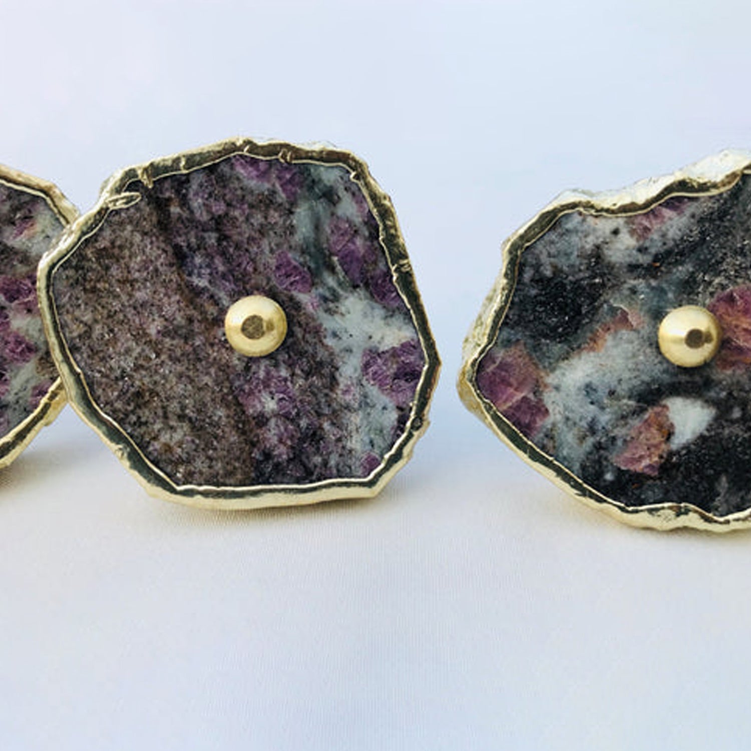 Set of 6 Lepidolite Gemstone/Agate Classic Vintage Finish Cabinet Drawer Pull Wardrobe Dresser Interior Decorative Handle-1