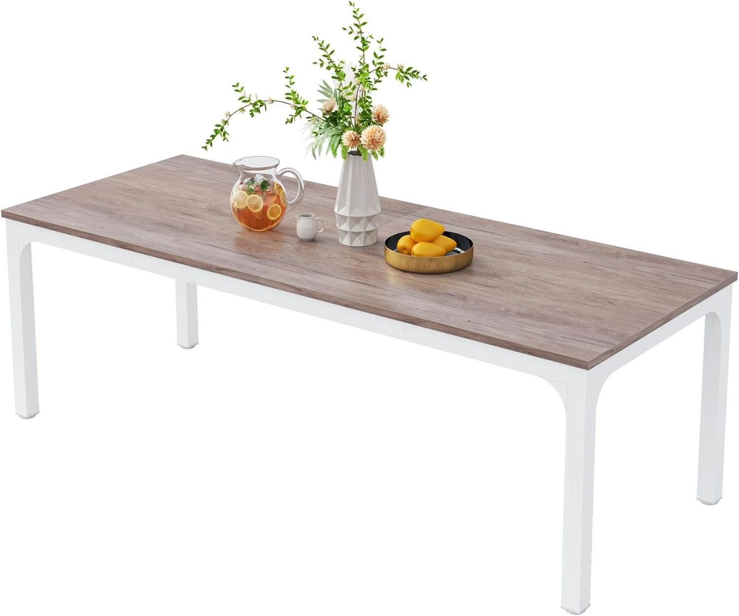 78 Inch Rustic Wood Dining Table Rectangular For Kitchen-4