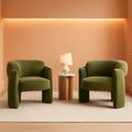 Velvet Green Barrel Armchairs Set Of 2 For Living Room Decor-0