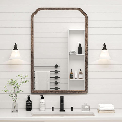 24 X 36 Solid Wood Bathroom Mirror Rustic Brown Frame For Living Room Bedroom Vanity-1