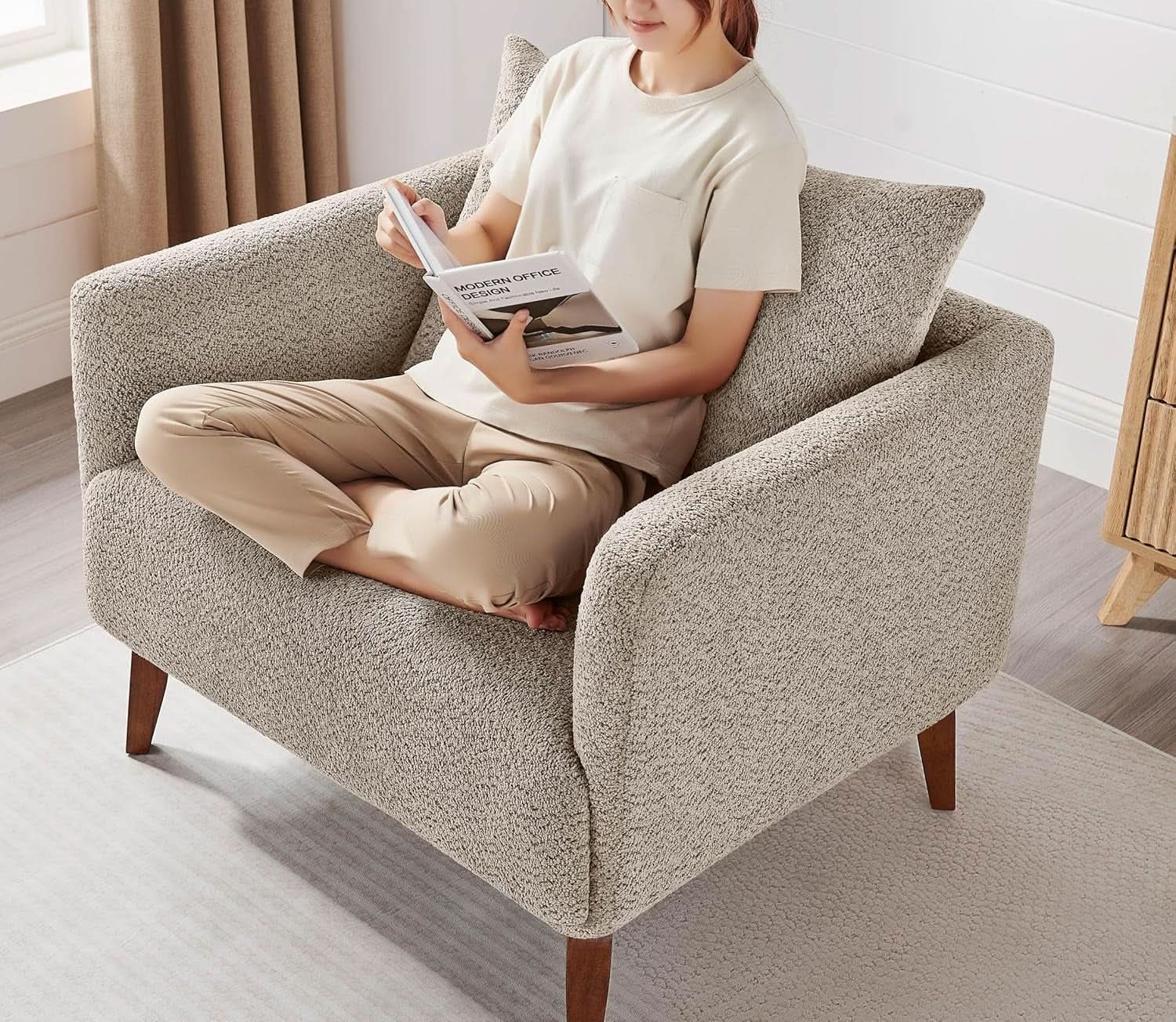 Oversized Camel Upholstered Accent Chair Living Room-3