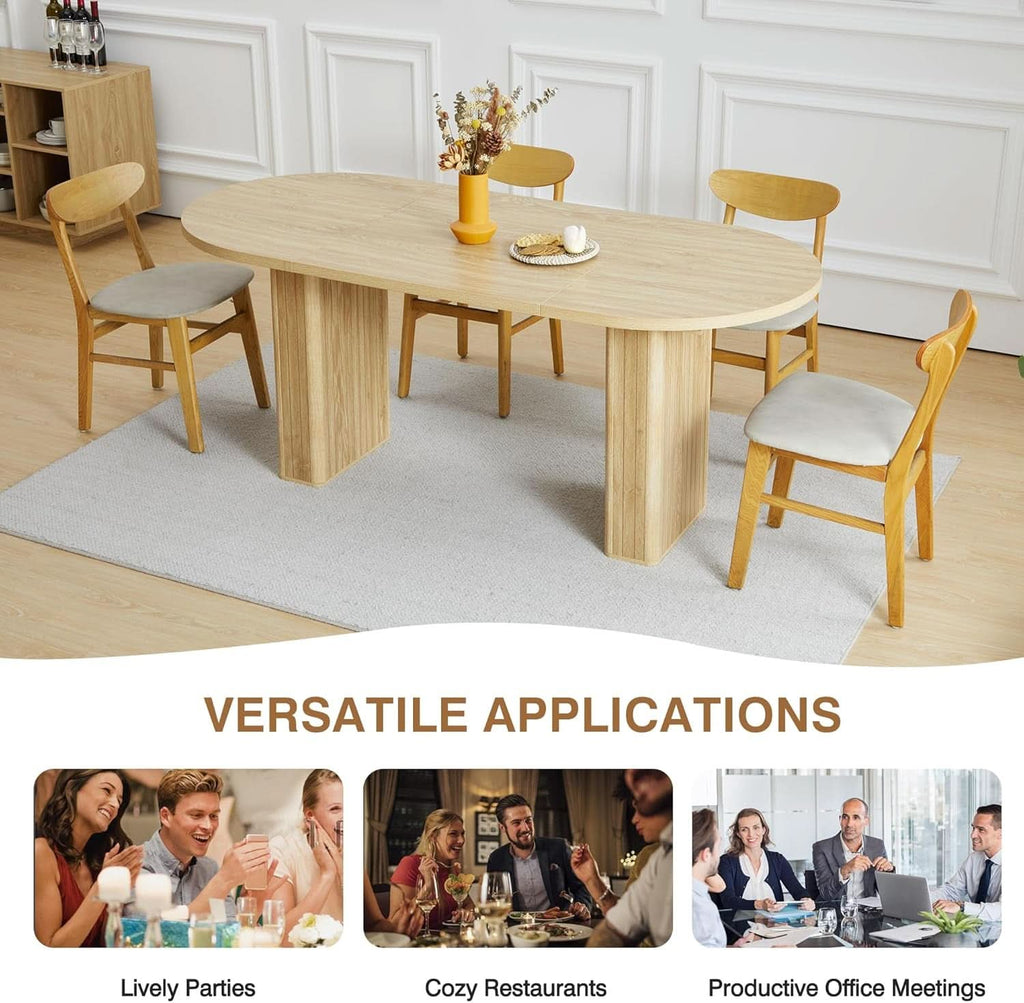 70.8 Inch Natural Dining Table For Kitchen And Dining Room-4