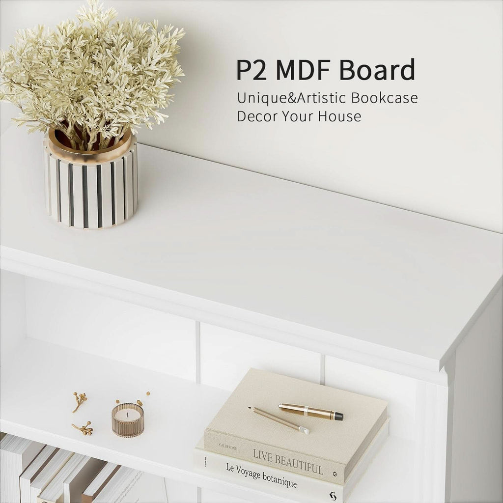 5-Shelf Bookcase Wooden Standing Rack White Living Room-4