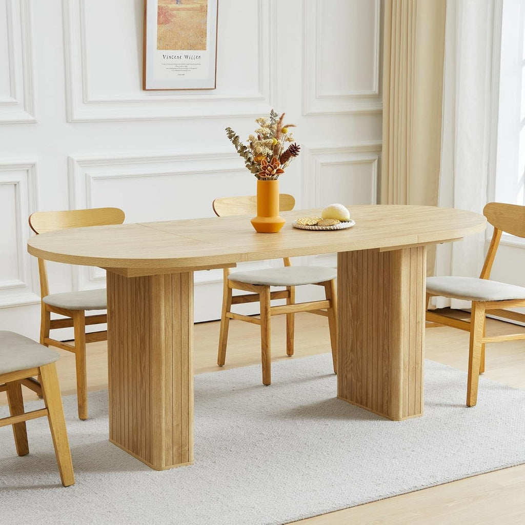 70.8 Inch Natural Dining Table For Kitchen And Dining Room-2