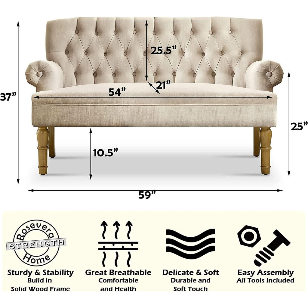 Warm Beige Tufted Loveseat Sofa Modern Living Room-1